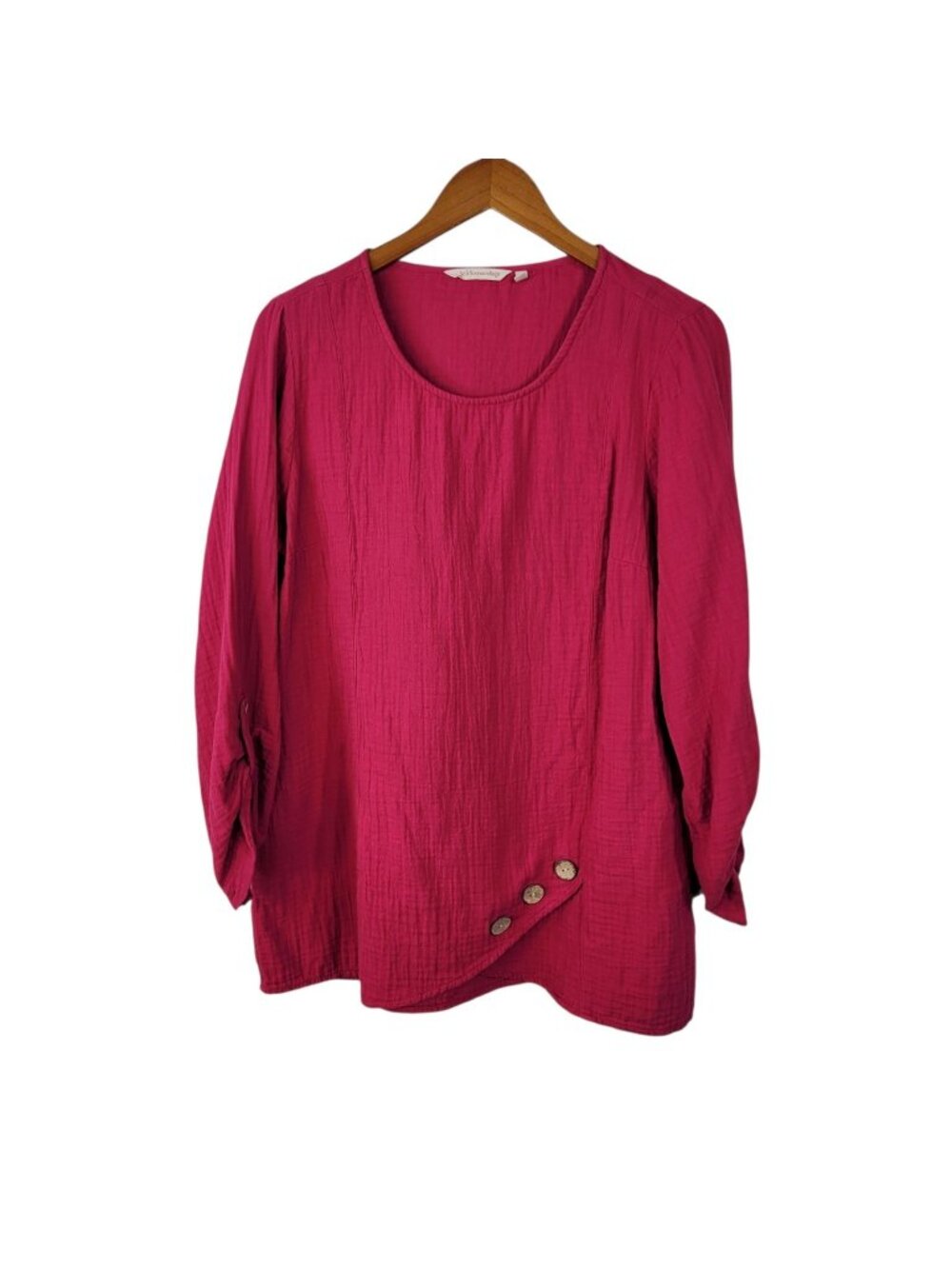 Soft Surroundings size Medium Tunic Top Dark Pink Lagenlook Cotton Crepe